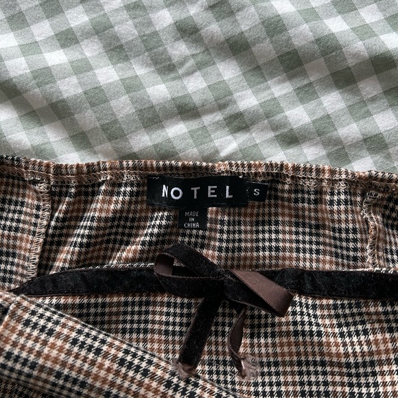 Motel Rocks Panola Mini Dress In Micro Check Brown - Picture 3 of 4